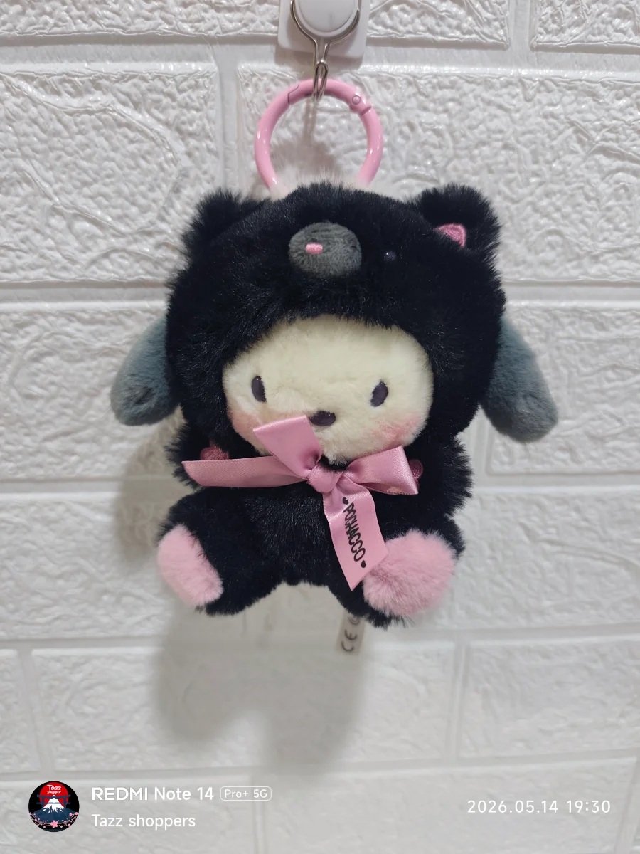 Llavero de Peluche Pochacco Traje de Gato Negro - Colección Sanrio