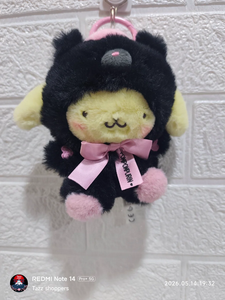 Llavero de Peluche Pompompurin Traje de Gato Negro - Colección Sanrio