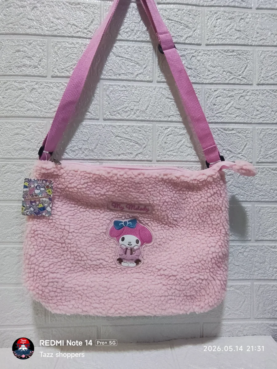 Bolso de Hombro de Felpa Sanrio – My Melody Fluffy Boa Pink