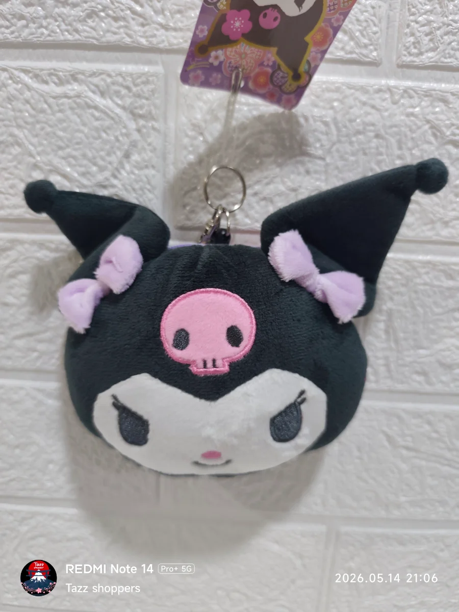 Llavero Monedero de Peluche Kuromi Con Lazos Lila