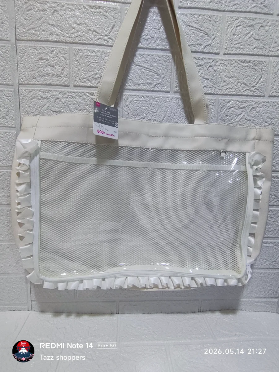 Bolso Tote Ita-bag Daiso – Ruffles & Mesh White sin cierre
