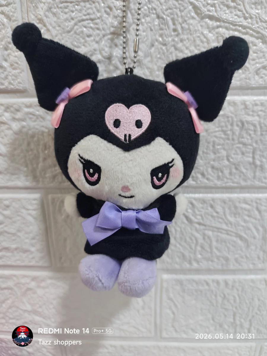 Llavero de Peluche Kuromi Corazón Rosa y Lazo Morado - Colección Sanrio Original